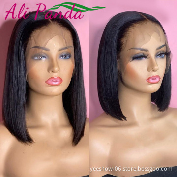 100% Virgin brazilian short straight Bob Human Hair Lace Wigs